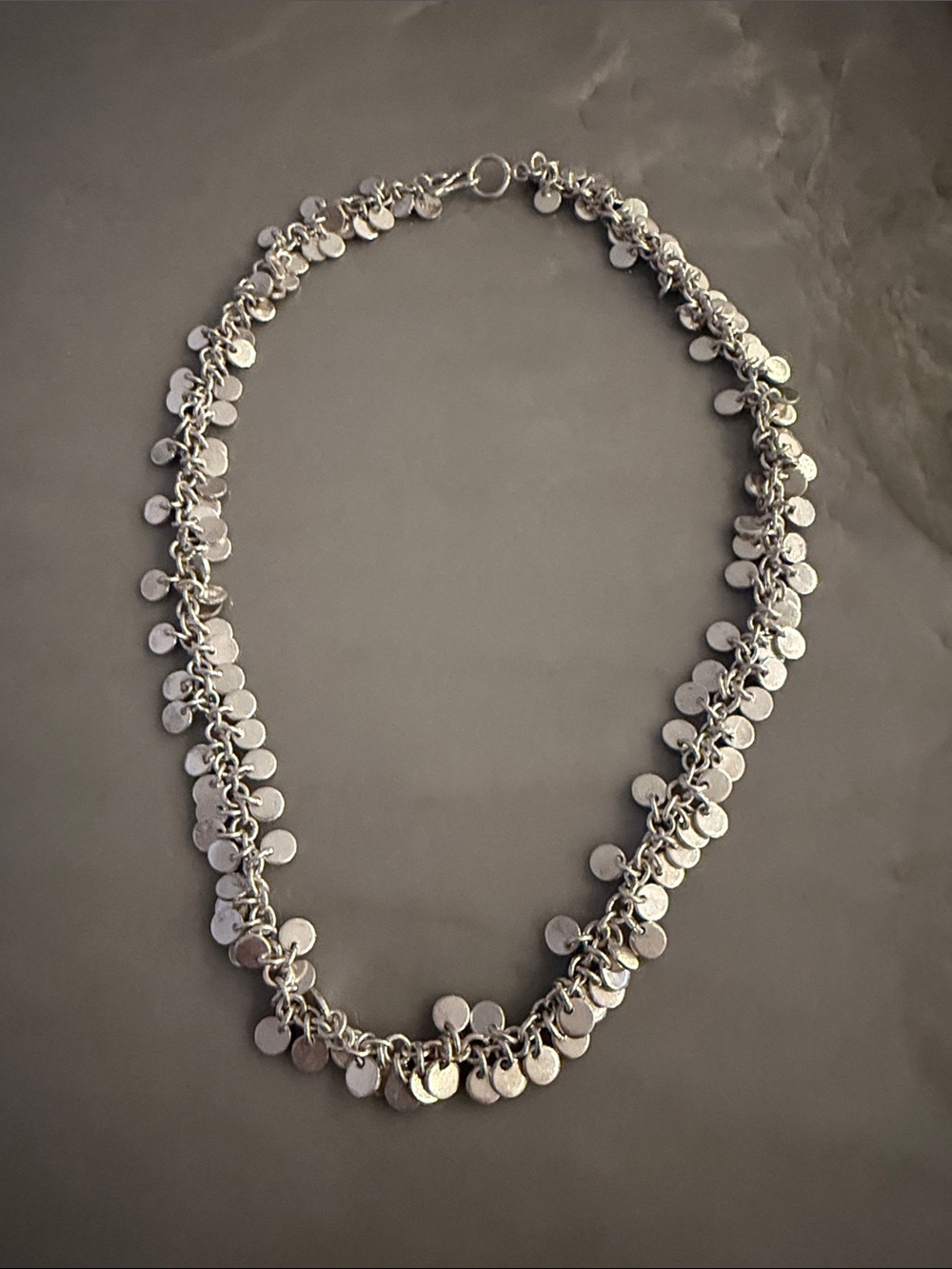 Sterling Silver Round Disc Confetti Chain Necklace - 22”